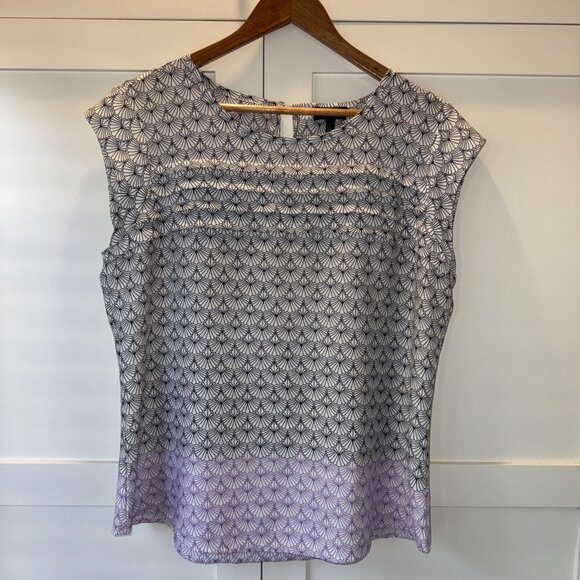 The Limited Womens Sz Large Keyhole Back Blouse Geometric Layered Blouse - Picture 1 of 14